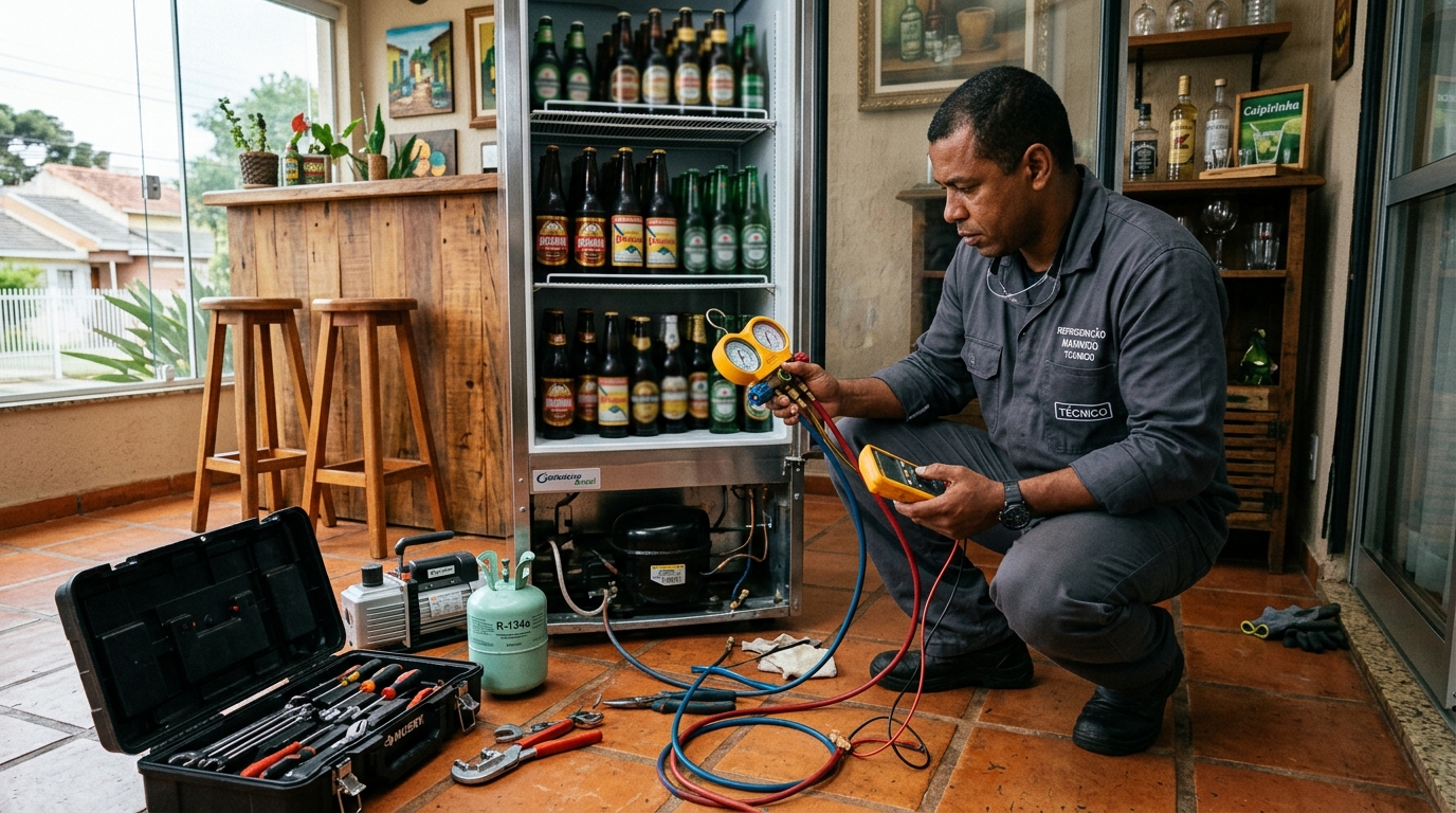 Técnico de conserto de cervejeira em residência em São José do Rio Preto‑SP
